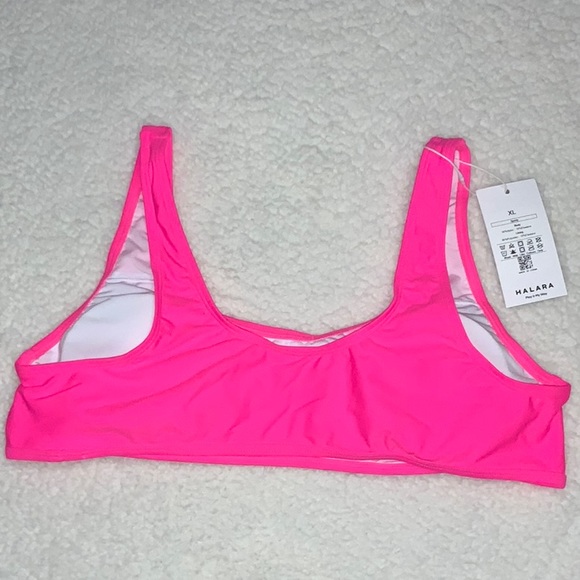 HALARA - NWT Solid U Neck Bikini Top in Neon Pink (Size XL) - Picture 5 of 11